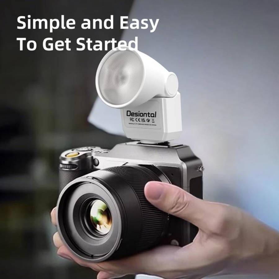 Desiontal F02 Mini On-Camera Flash Light Speedlite for Mirrorless Cameras (White)