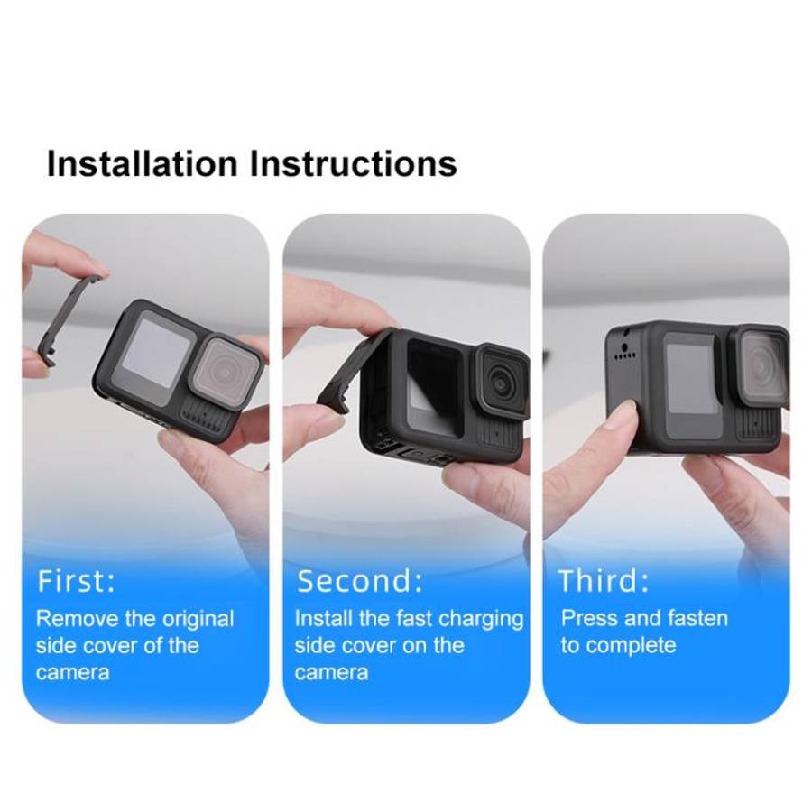 BS Plastic Battery Side Interface Cover with Silicone Plug for GoPro HERO13 Black /12 Black /11 B...