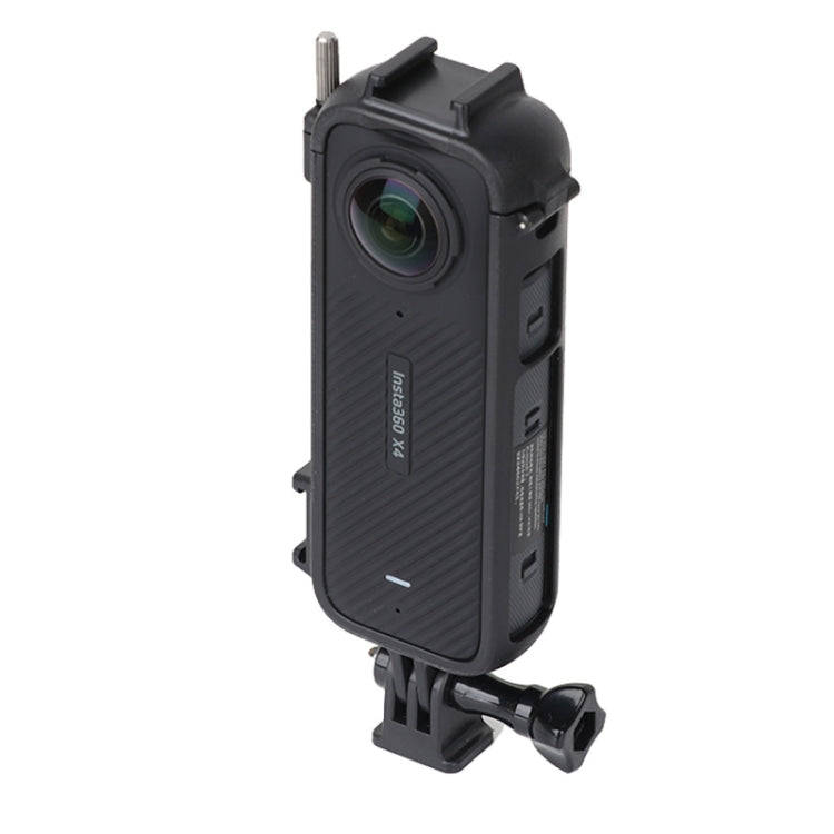 For Insta360 X4 Cold Shoe ABS Plastic Protective Frame with Adapter Mount & Screw (Black)
