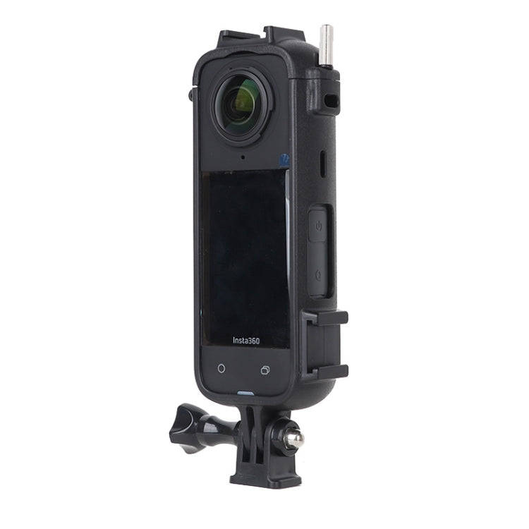 For Insta360 X4 Cold Shoe ABS Plastic Protective Frame with Adapter Mount & Screw (Black)