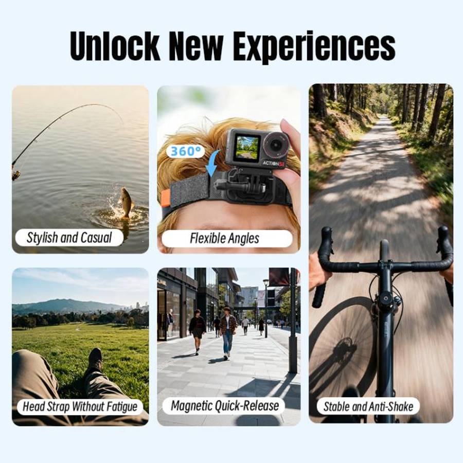 STARTRC Adjustable Head Strap Magnetic Eco-friendly Vlog POV Mount Belt for GoPro, Insta360, DJI ...