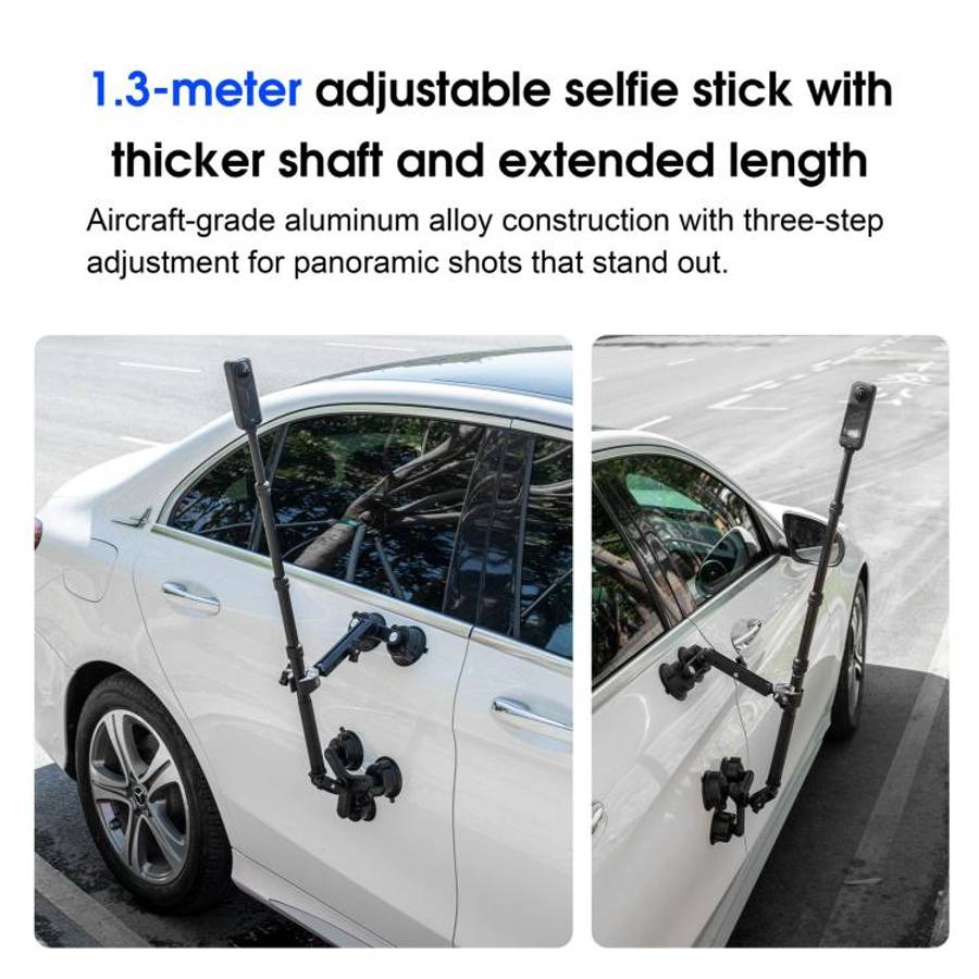 STARTRC Dual-leg Suction Cup and Three-leg Car Suction Cup Mount with Selfie Stick Set (Black)