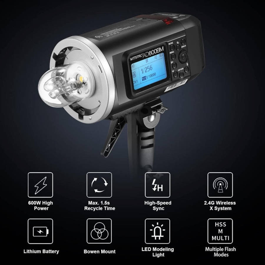 Godox WITSTRO AD600BM Bowens Mount 600Ws GN87 High Speed Mount Studio Speedlight (Black)