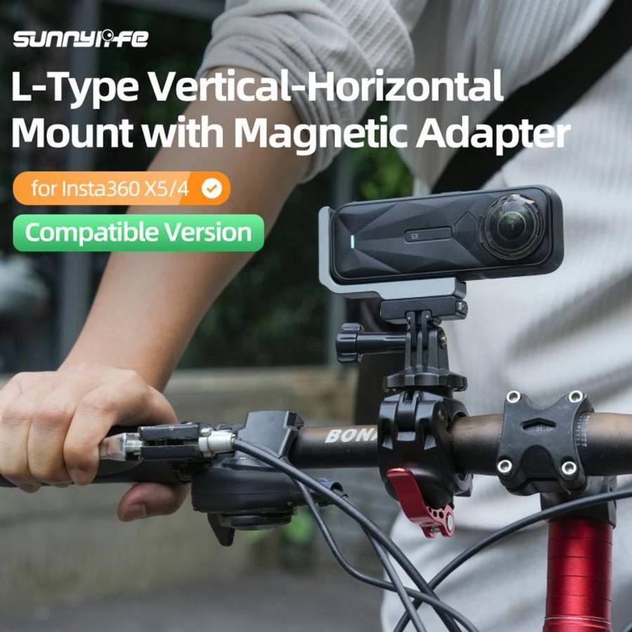 For Insta360 X5 / X4 Sunnylife L-Type Vertical-Horizontal Magnetic Mount with DZ015 Magnetic Adap...