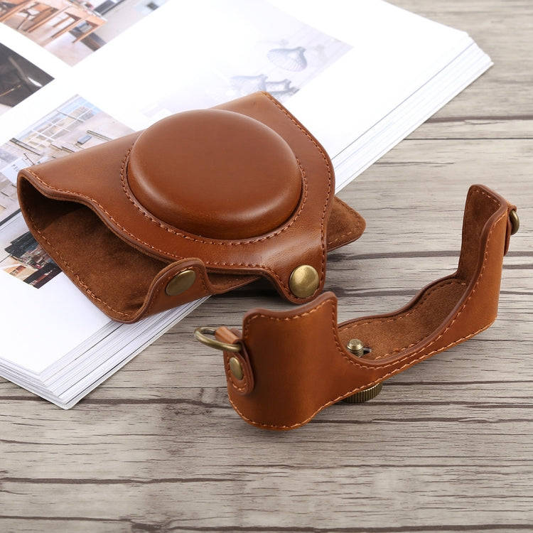 Full Body Camera PU Leather Case Bag with Strap for Sony DSC-HX90(Brown)