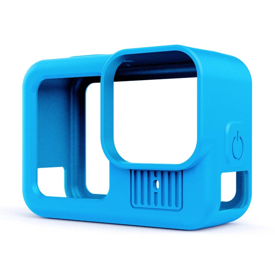 For GoPro HERO13 Black Silicone Protective Case Cover with Wrist Strap & Lens Cover (Blue)