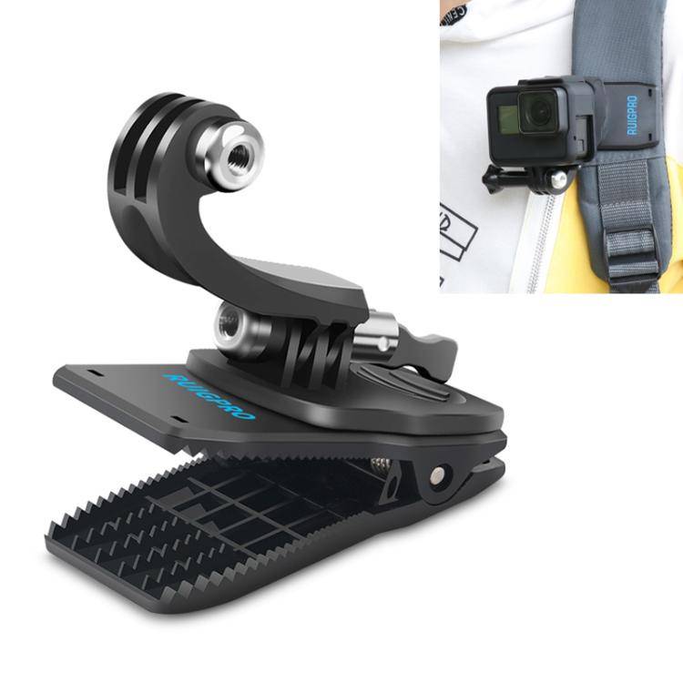 RUIGPRO 360 Degree Rotation J-Type Backpack Rec-Mounts Clip Clamp Mount with Screw for GoPro HERO...