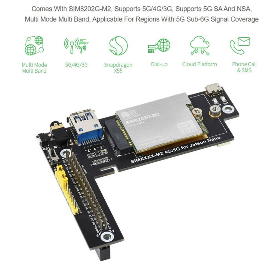 Waveshare SIM8202G-M2 5G Snapdragon X55 Multi Mode Multi Band 5G/4G/3G Module Expand Board for Je...