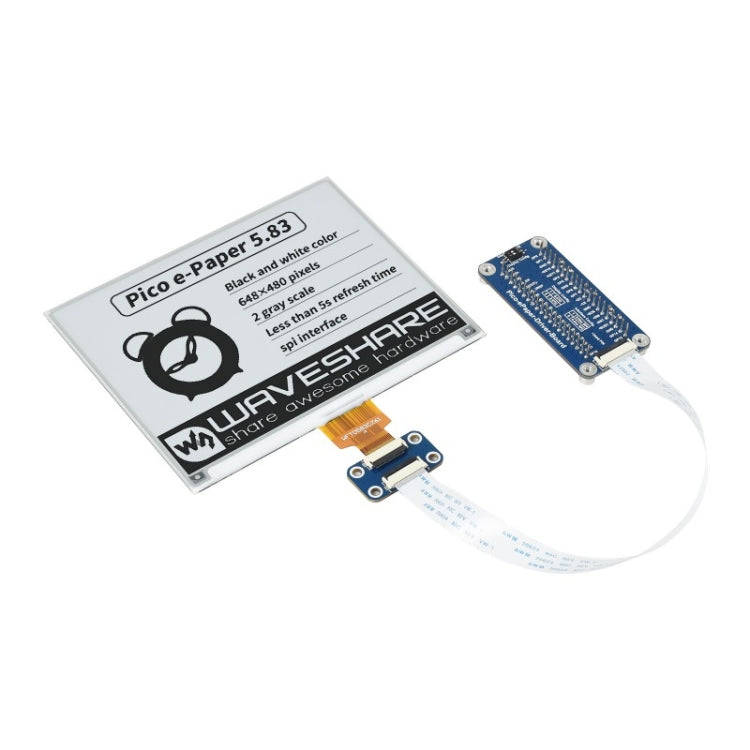 Waveshare 5.83 inch 648x480 Pixel Black White E-Paper E-Ink Display Module for Raspberry Pi Pico,...