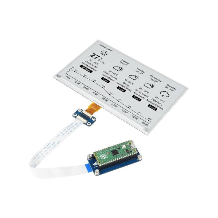 Waveshare 7.5 inch 800x480 pixel Black White E-Paper E-Ink Display Module for Raspberry Pi Pico, ...