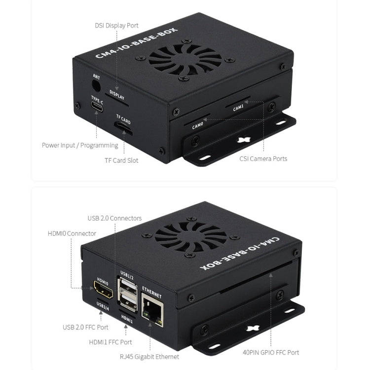 Waveshare Mini IO Board Full Ver Mini-Computer Base Box with Metal Case & Cooling Fan for Raspber...