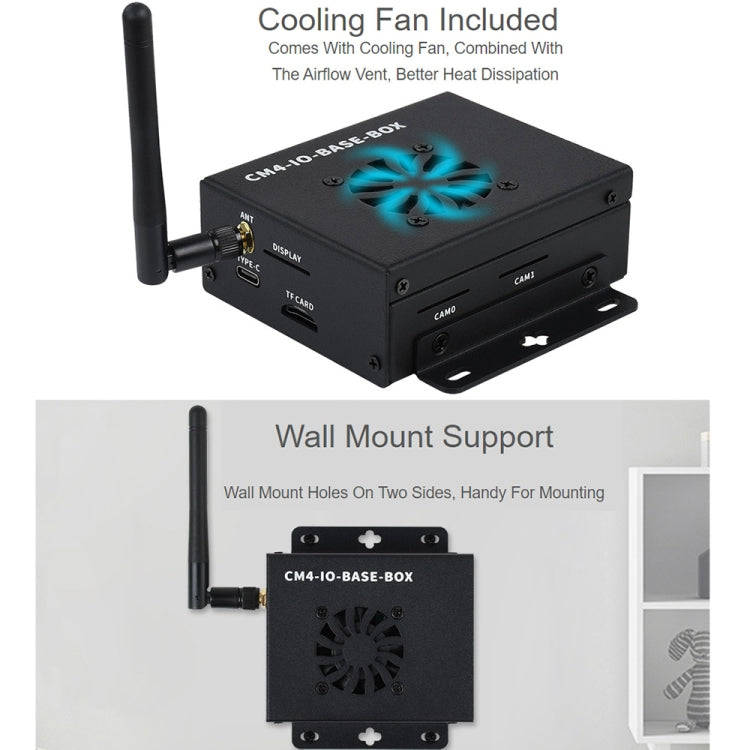Waveshare Mini IO Board Full Ver Mini-Computer Base Box with Metal Case & Cooling Fan for Raspber...