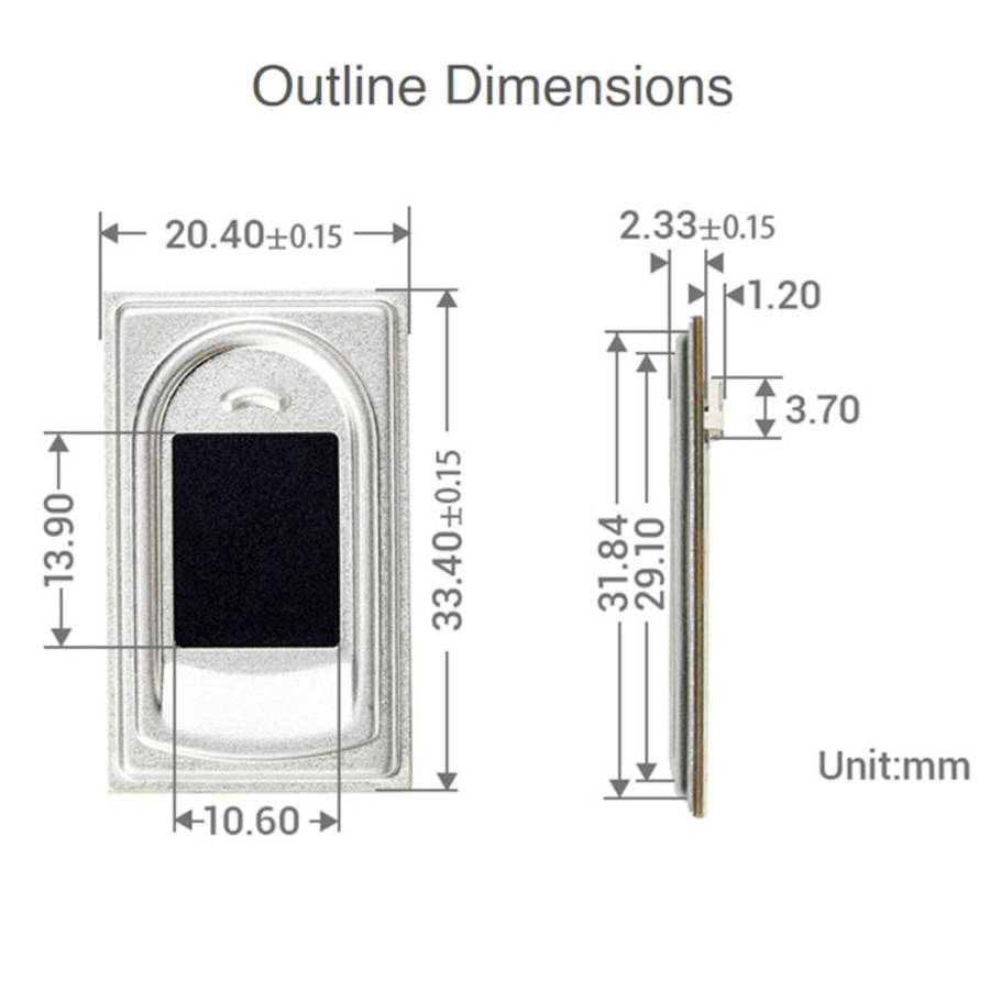 Waveshare UART Rectangle-shaped All-in-One Capacitive Fingerprint Sensor (E), Cortex Processor