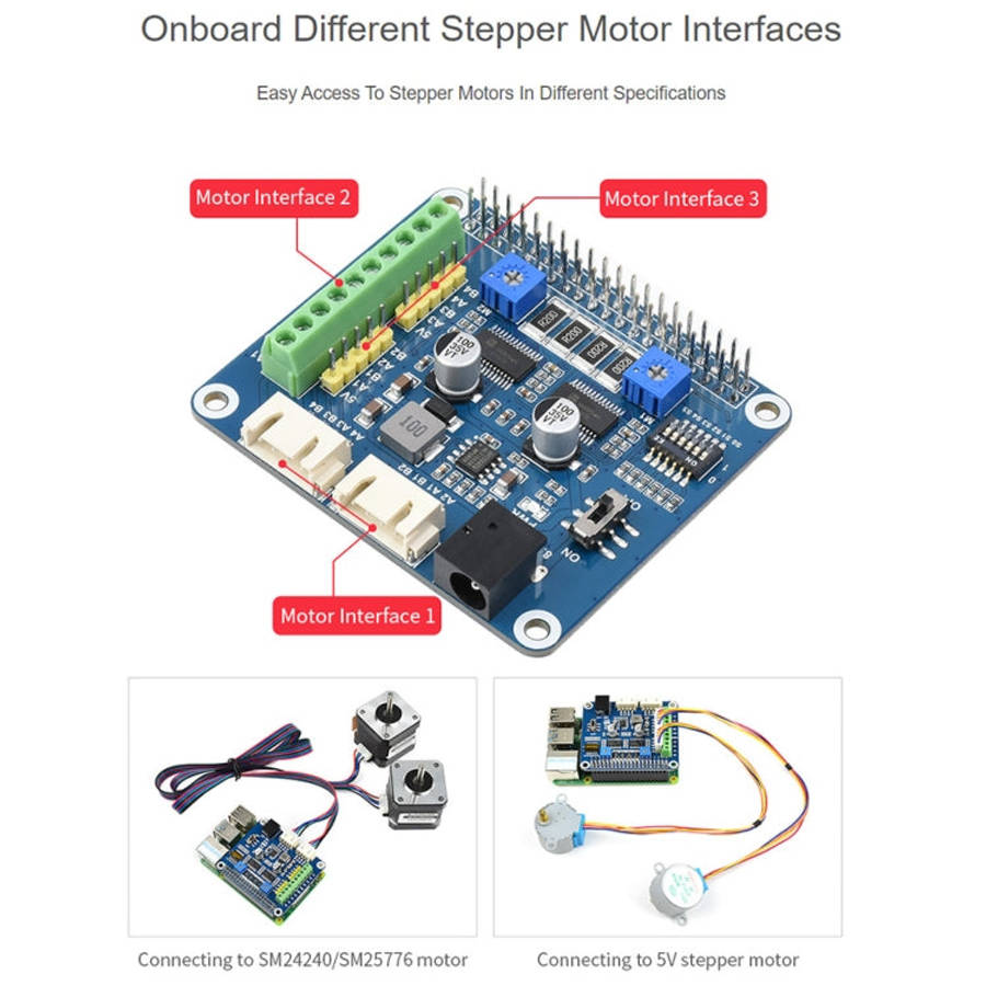 Waveshare HRB8825 Stepper Motor HAT For Raspberry Pi, Drives Two Stepper Motors, Up To 1/32 Micro...