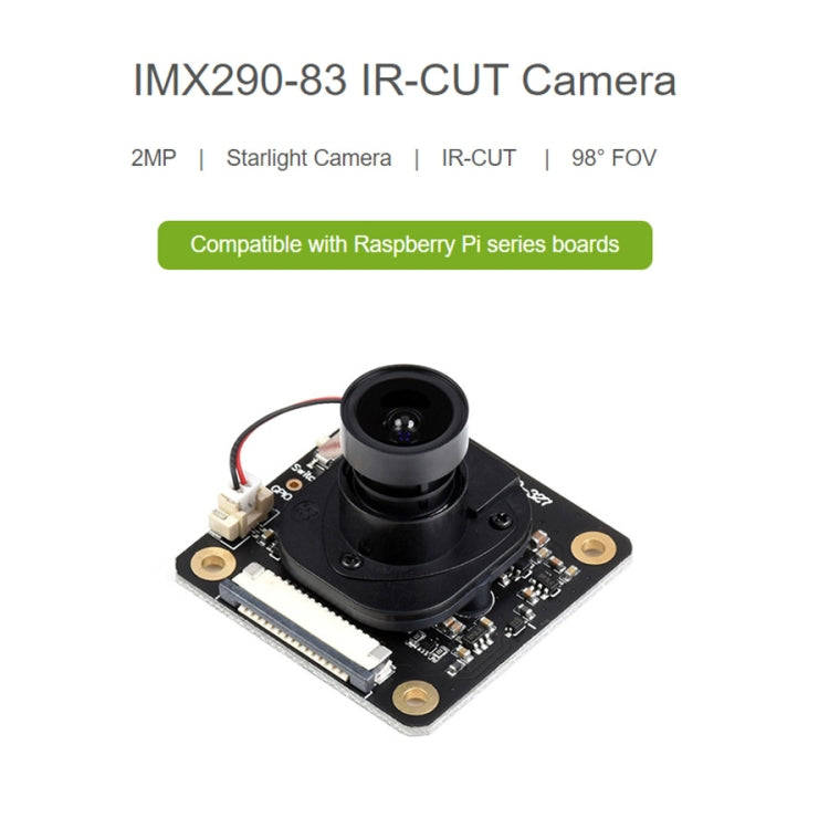 Waveshare IMX290-83 IR-CUT Camera Module, Starlight Camera Sensor, Fixed-Focus, 2MP