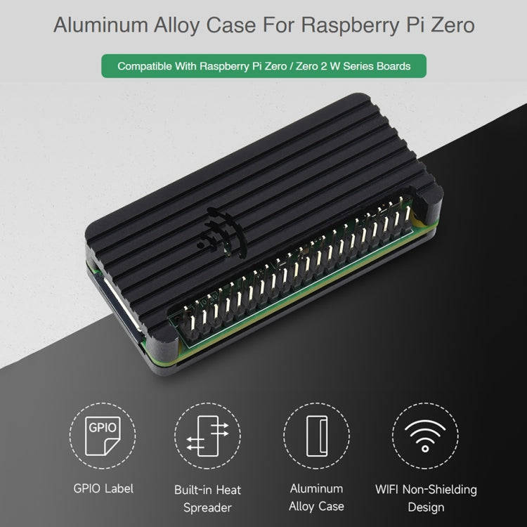 Waveshare Aluminum Alloy Protection Case for Raspberry Pi Zero Series, Fits Zero / Zero 2 W