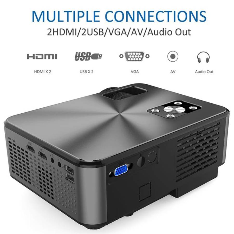 Cheerlux C9 1280x720 720P HD Smart Projector, Support HDMI x 2 / USB x 2 / VGA / AV (Black Grey)