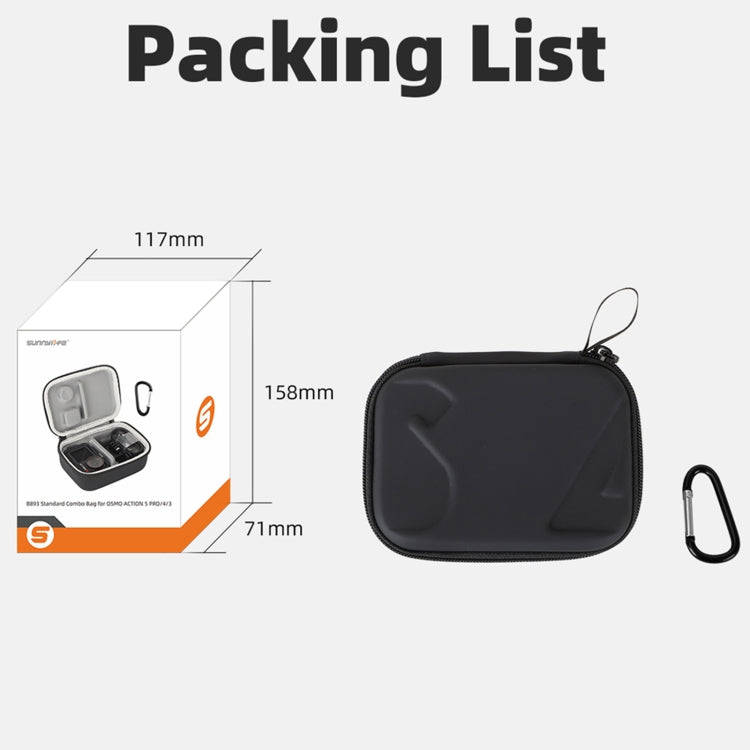For DJI Osmo Action 5 Pro / 4 / 3 Sunnylife Portable Carrying Case Mini Standard Combo Bag (Black)