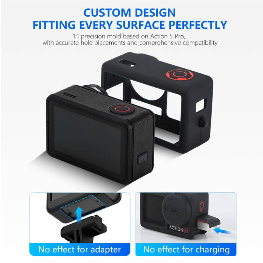 For DJI Osmo Action 5 Pro STARTRC Silicone Protective Case with Lens Cover (Grey)