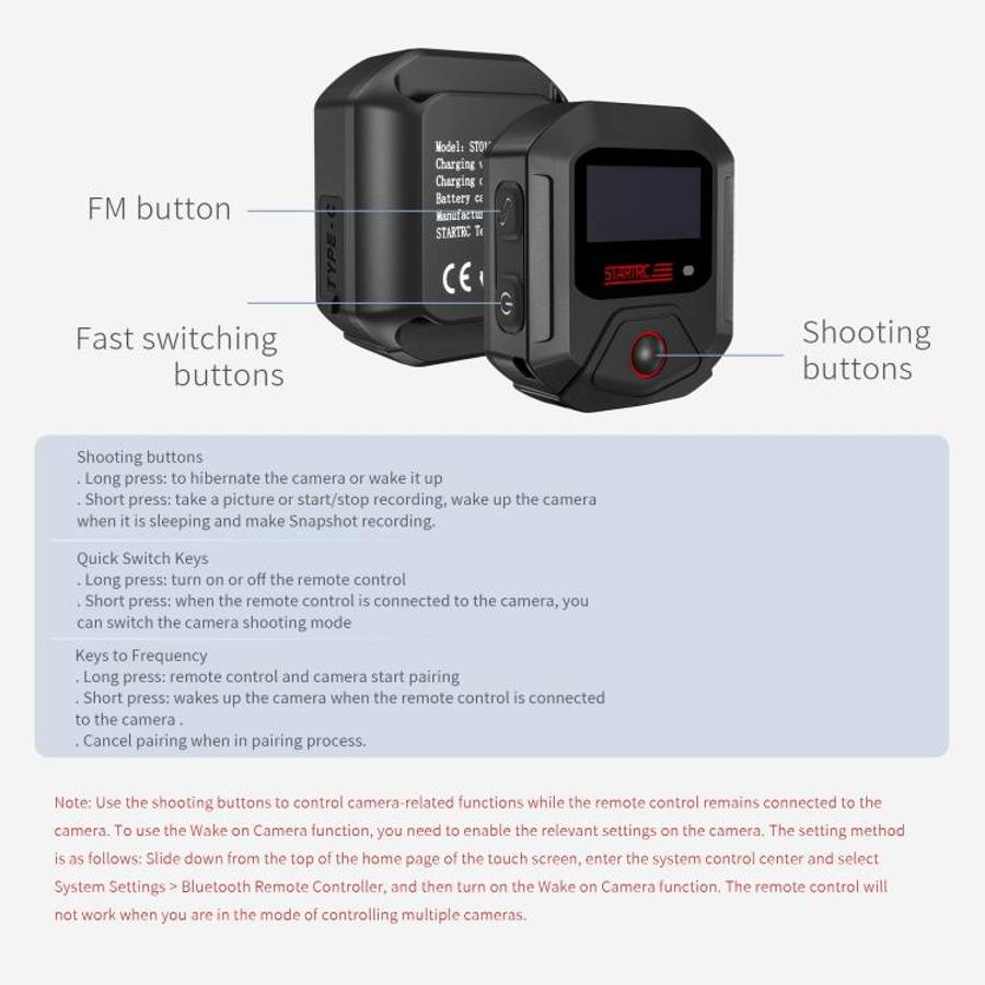 STARTRC GPS Bluetooth Remote Control For Insta360 X4 Series / Ace Pro Series / GO 3S Series (Black)