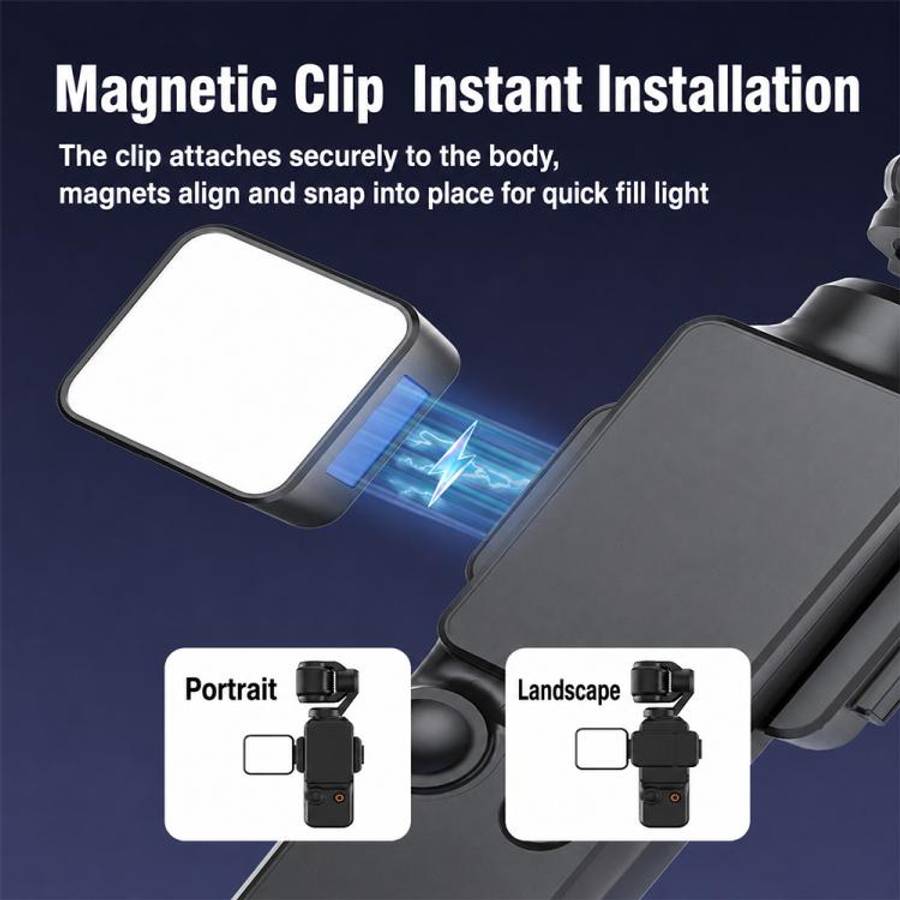 For DJI Osmo Pocket 3 Desiontal Portable Magnetic Fill Light, PM01 Single Light (Black)