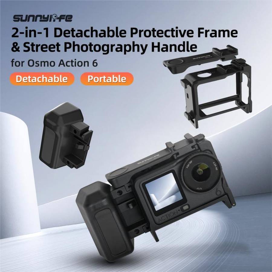 For DJI Osmo Action 6 Sunnylife 2-in-1 Detachable Protective Frame & Street Photography Handle Er...