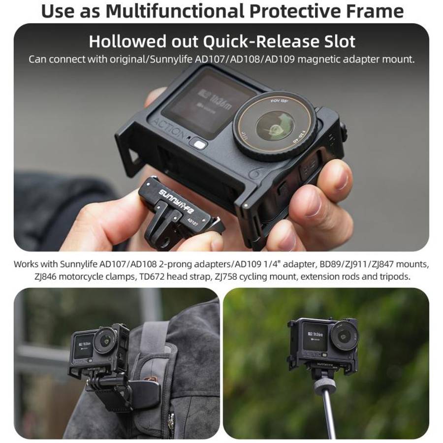 For DJI Osmo Action 6 Sunnylife 2-in-1 Detachable Protective Frame & Street Photography Handle Er...