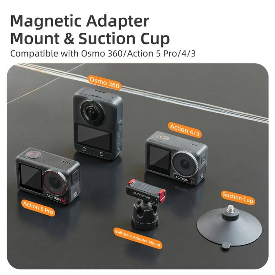 Sunnylife Magnetic Quick-Release Ball-Joint Adapter Mount 360 Rotatable Suction Cup Bracket For D...