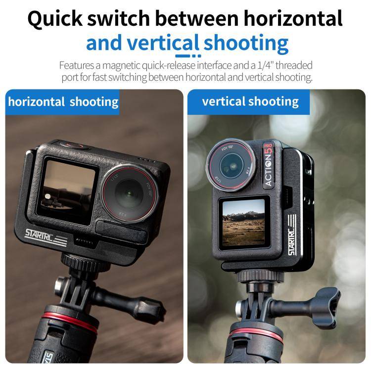 For DJI Osmo Action 5 Pro / 4 / 3 STARTRC L-shaped Magnetic Quick Release Bracket (Black)