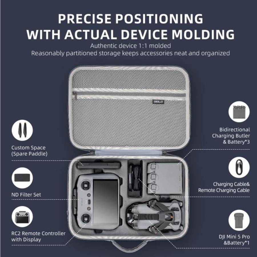 For DJI Mini 5 Pro STARTRC Shoulder PU Storage Bag Handbag (Grey)