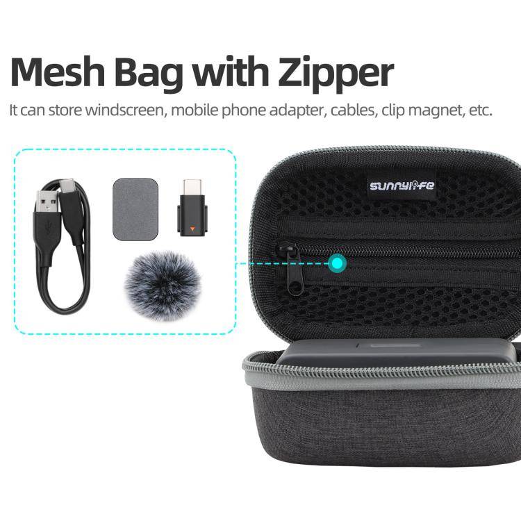 For DJI Mic Mini Sunnylife Portable Protective Box Storage Bag (Black)