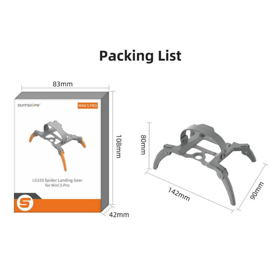 For DJI Mini 5 Pro Sunnylife Landing Gear Heightened Spider Gears Extensions Support Leg Protecto...