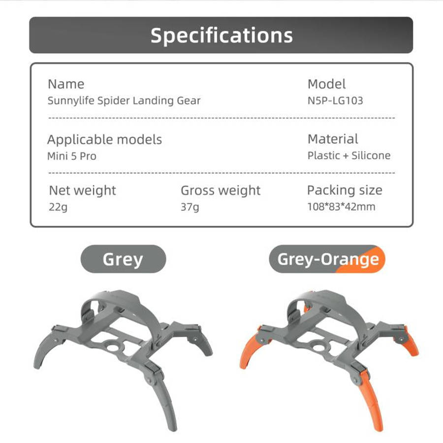 For DJI Mini 5 Pro Sunnylife Landing Gear Heightened Spider Gears Extensions Support Leg Protecto...