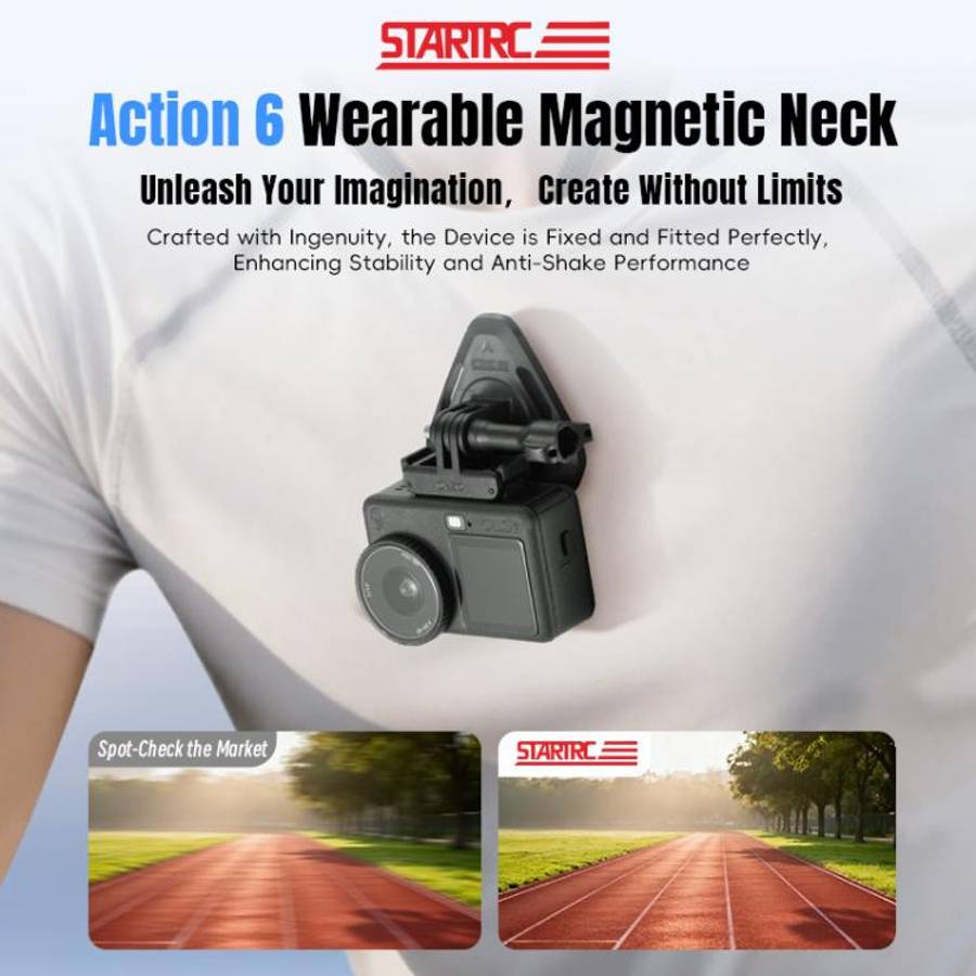 STARTRC Action Camera Magnetic Neck Mount Holder Vlog POV Neck Strap (Black)