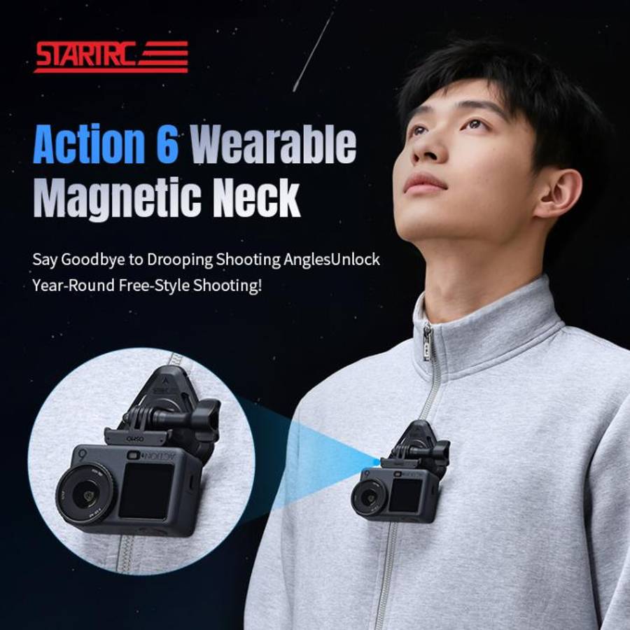 STARTRC Action Camera Magnetic Neck Mount Holder Vlog POV Neck Strap (Black)