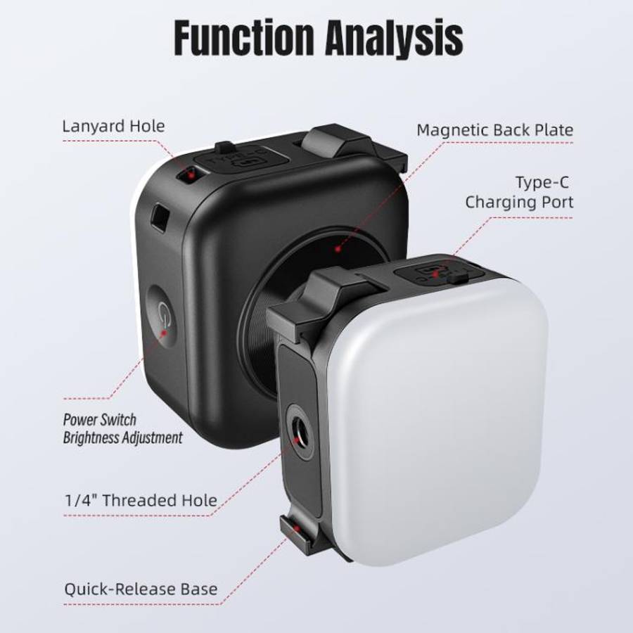 For DJI Osmo Action 6 / 5 Pro / 4 / 3 STARTRC Small Cube Fill Light(Black)