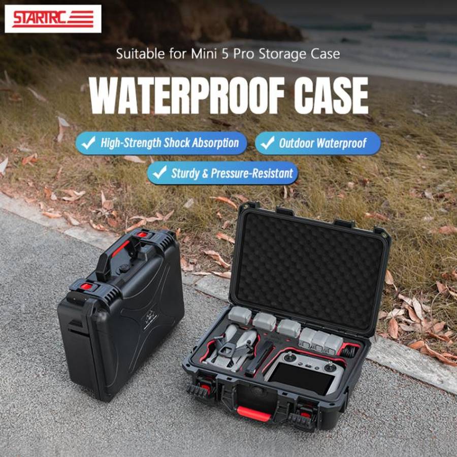 For DJI Mini 5 Pro STARTRC Waterproof ABS Suitcase Shoulder Storage Box (Black)