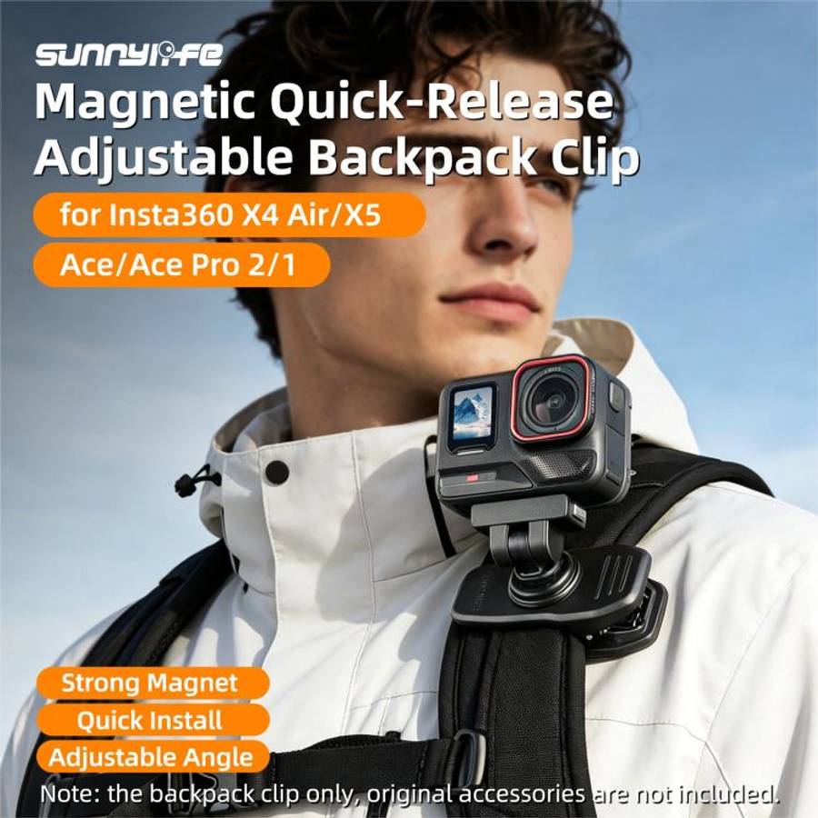 Sunnylife Magnetic Quick-Release Backpack Clip Action Camera Clamp Vertical-Horizontal Mount for ...