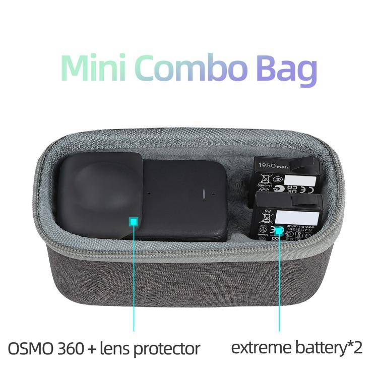For DJI Osmo 360 Sunnylife Mini Travel Hard Storage Box Bag (Grey)
