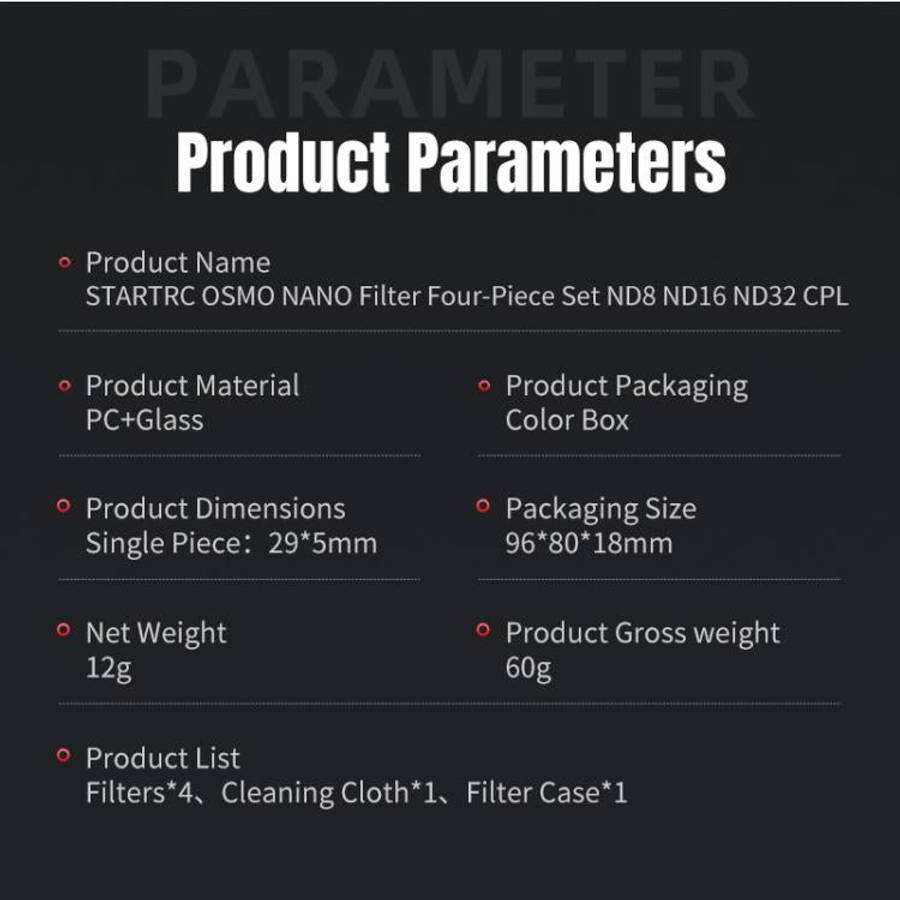 For DJI Osmo Nano STARTRC 4 in 1 ND8 ND16 ND32 CPL Camera Lens Filter