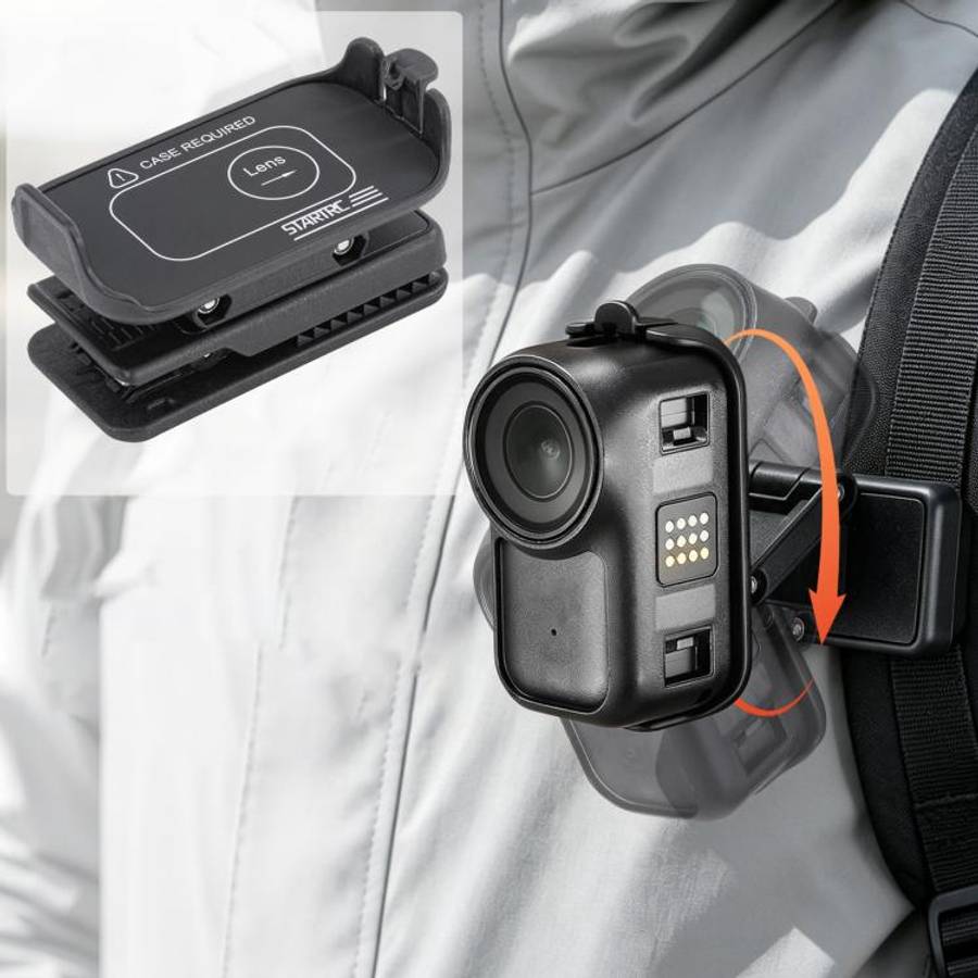 For DJI Osmo Nano STARTRC Backpack Clip Adjustable Action Camera Clamp Quick-Release Mount (Black)