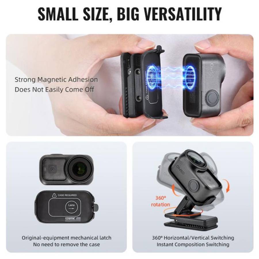 For DJI Osmo Nano STARTRC Backpack Clip Adjustable Action Camera Clamp Quick-Release Mount (Black)