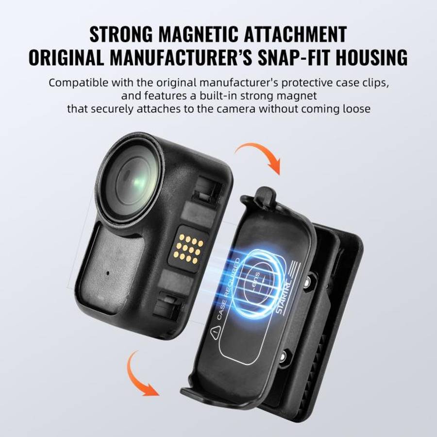 For DJI Osmo Nano STARTRC Backpack Clip Adjustable Action Camera Clamp Quick-Release Mount (Black)