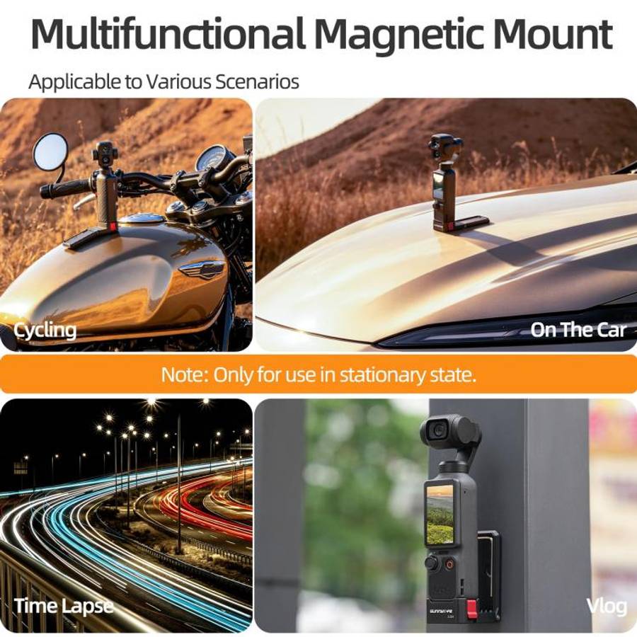 For DJI Osmo Pocket 4P / 4 / 3 Sunnylife Quick-Release Magnetic Mount Tabletop Base Bracket Angle...