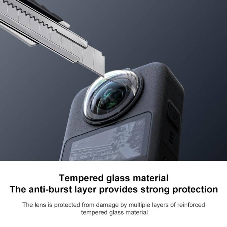 For DJI Osmo 360 Camera Optical Tempered Glass Cover Protective Lens Guard (Black)