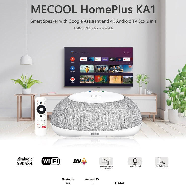 MECOOL KA1 Smart TV Speaker Android 11 TV Box with Remote Control, Amlogic S905X4 Quad Core Corte...
