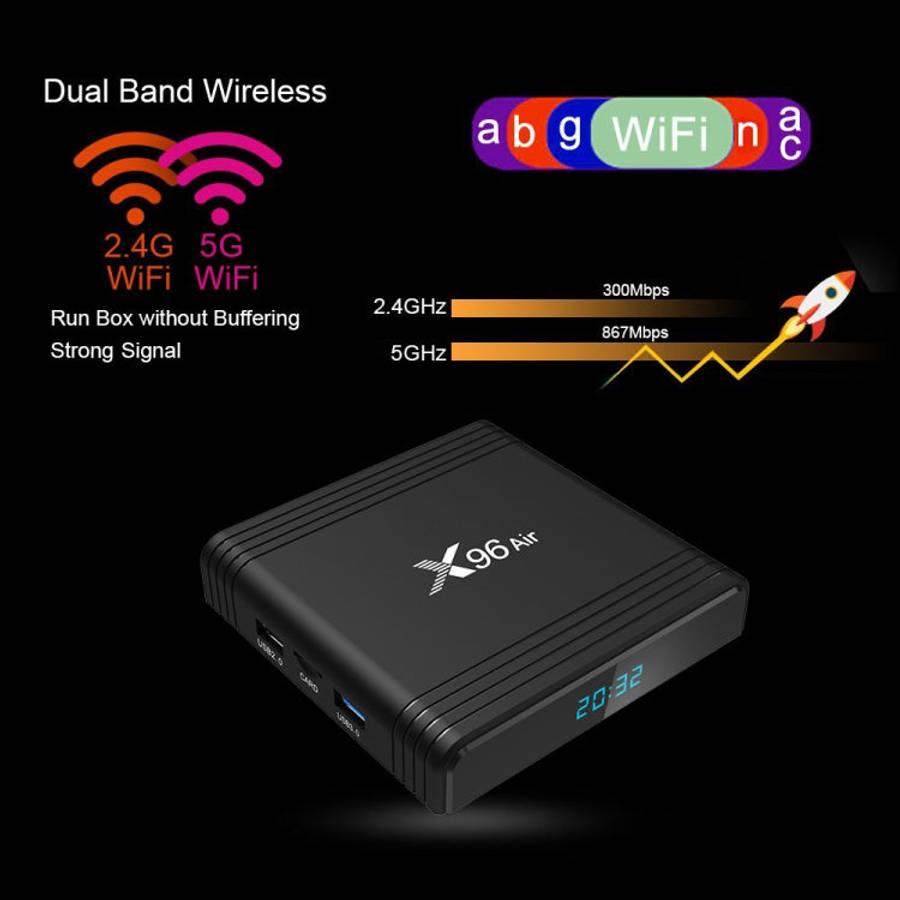 X96 Air 8K Smart TV BOX Android 9.0 Media Player with Remote Control, Quad-core Amlogic S905X3, R...