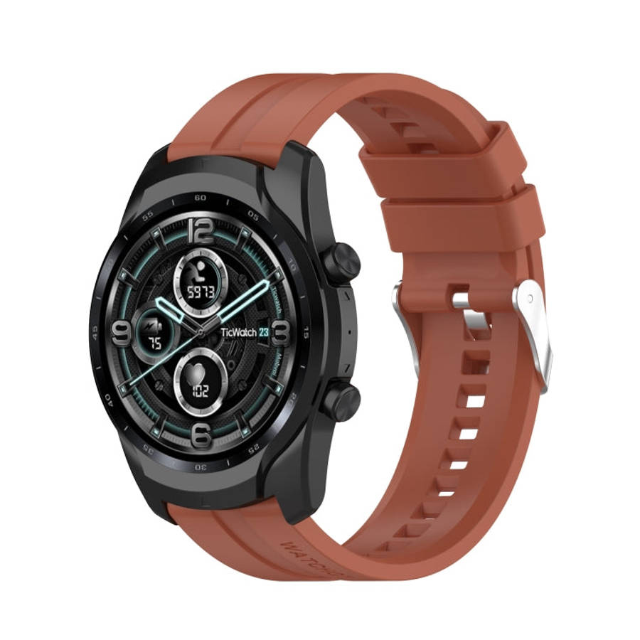 For TicWatch Pro 3 Silicone Watch Band with Silver Steel Buckle(Orange)