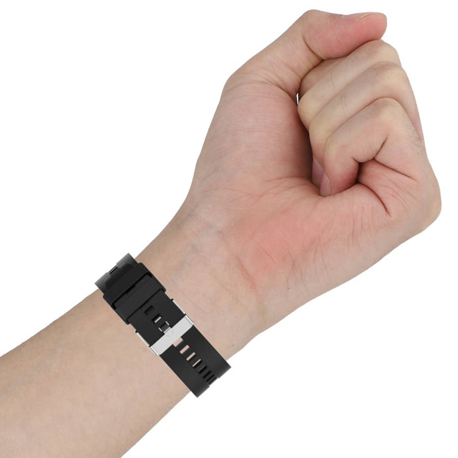 For TicWatch Pro 3 Silicone Watch Band with Silver Steel Buckle(Orange)