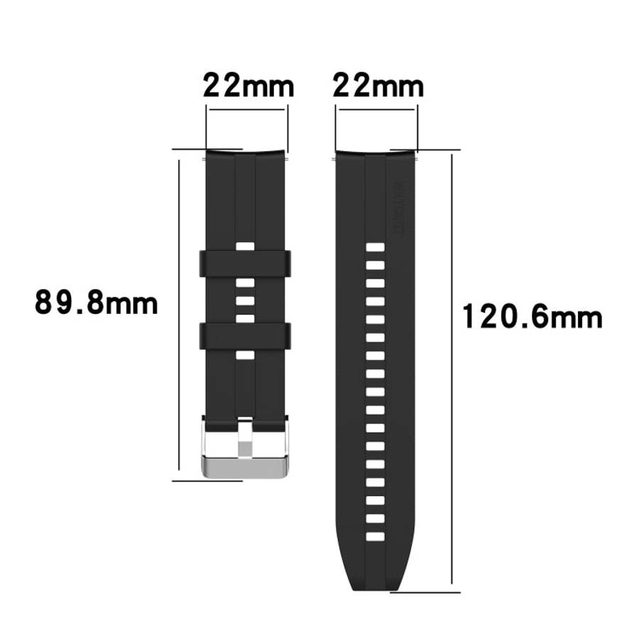 For TicWatch Pro 3 Silicone Watch Band with Silver Steel Buckle(Black)
